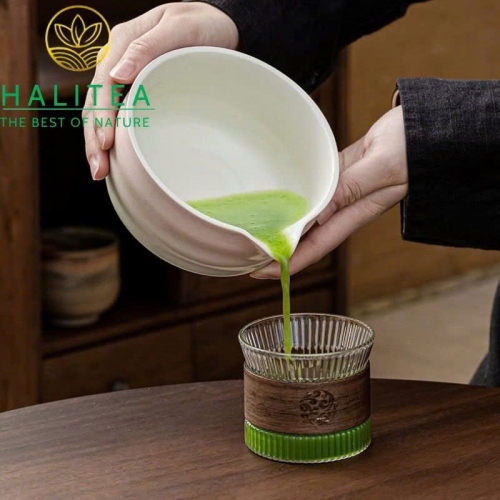 Bộ Trà Đạo Matcha Nhật Bản - 7 Món (Hộp Xanh, Có Vòi)