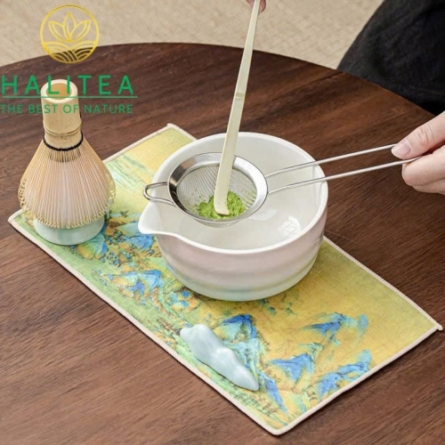Bộ Trà Đạo Matcha Nhật Bản - 7 Món (Hộp Xanh, Có Vòi)