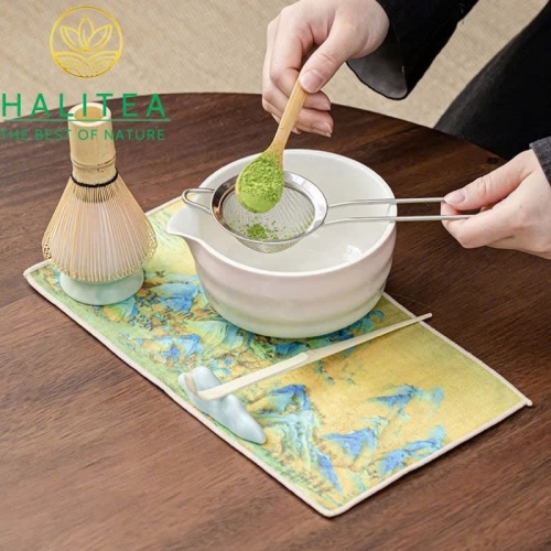 Bộ Trà Đạo Matcha Nhật Bản - 7 Món (Hộp Xanh, Có Vòi)