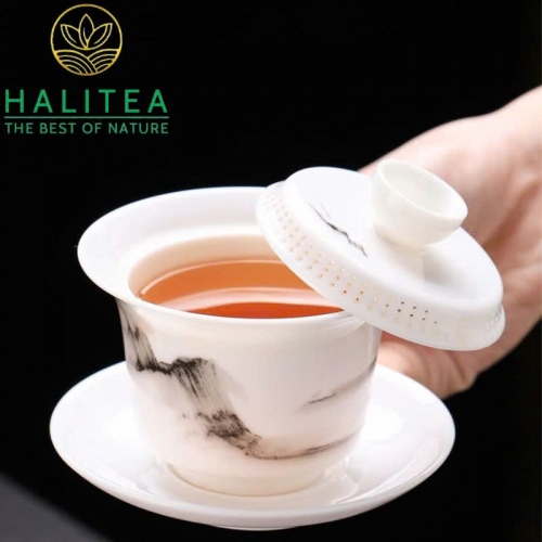 Chén Khải Sứ Đức Hoá Cao Cấp Nắp Gạt Nghiêng 160ml
