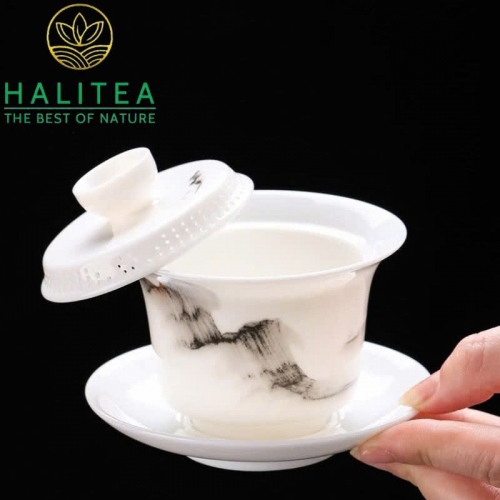 Chén Khải Sứ Đức Hoá Cao Cấp Nắp Gạt Nghiêng 160ml