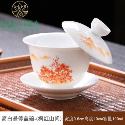 Chén Khải Sứ Đức Hoá Nắp Gạt Nghiêng 20 Mẫu Hoa Văn Tinh Xảo 190ml