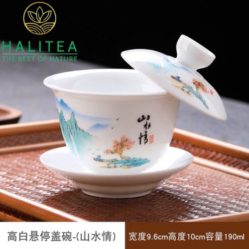 Chén Khải Sứ Đức Hoá Nắp Gạt Nghiêng 20 Mẫu Hoa Văn Tinh Xảo 190ml