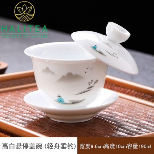 Chén Khải Sứ Đức Hoá Nắp Gạt Nghiêng 20 Mẫu Hoa Văn Tinh Xảo 190ml