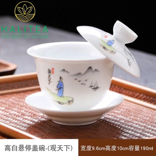 Chén Khải Sứ Đức Hoá Nắp Gạt Nghiêng 20 Mẫu Hoa Văn Tinh Xảo 190ml