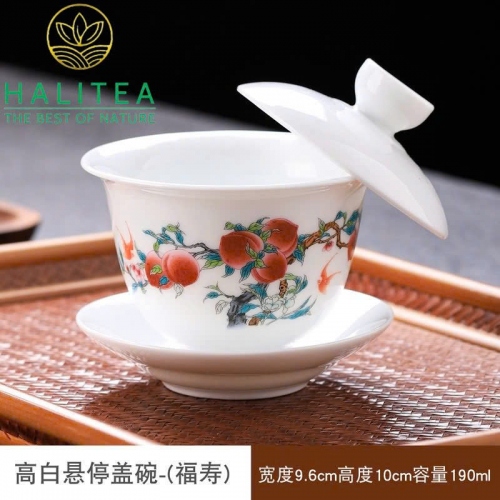 Chén Khải Sứ Đức Hoá Nắp Gạt Nghiêng 20 Mẫu Hoa Văn Tinh Xảo 190ml