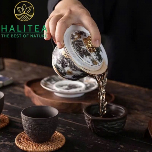Chén Khải Sứ Đức Hoá Phúc Kiến Cửu Long Tranh Châu Hộp Quà Tặng