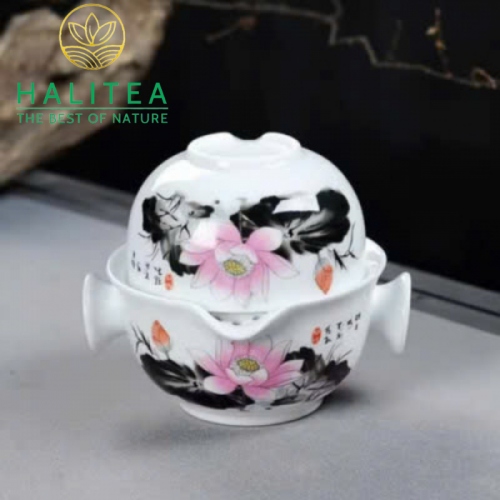 Chén Khải Sứ Kết Hợp Chén Trà 2 trong 1 Tiện Lợi