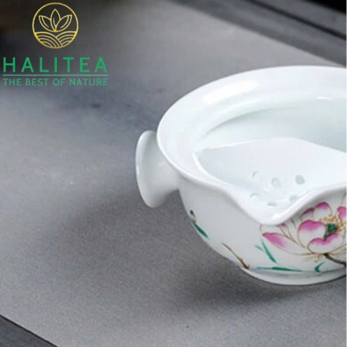 Chén Khải Sứ Kết Hợp Chén Trà 2 trong 1 Tiện Lợi