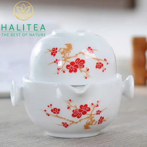 Chén Khải Sứ Kết Hợp Chén Trà 2 trong 1 Tiện Lợi