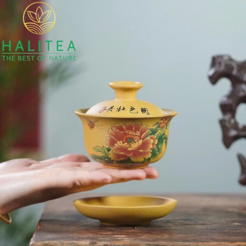 Chén Khải Tử Sa Đoạn Nê Hoa Mẫu Đơn 170ml