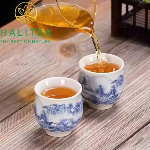 Chén Sứ Đức Hoá 2 Lớp Cách Nhiệt Họa Tiết Sơn Thủy Lam 95ml
