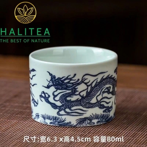 Chén Trà Sứ Đức Hóa Chủ Nhân Bôi Long Trúc 80ml