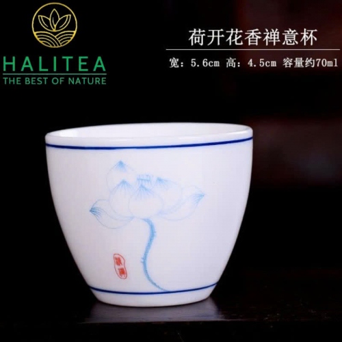 Chén Trà Sứ Đức Hóa Hoa Sen 70ml
