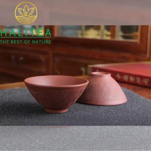 Chén Trà Tử Sa Dáng Đấu Lệ Hoa Văn Hồi Văn – Nguyên Khoáng Nghi Hưng 45ml
