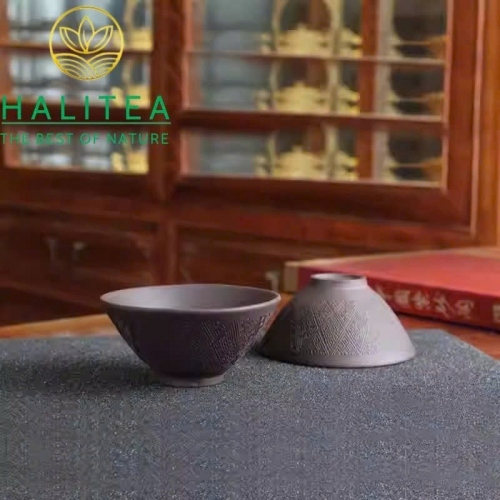 Chén Trà Tử Sa Dáng Đấu Lệ Hoa Văn Hồi Văn – Nguyên Khoáng Nghi Hưng 45ml