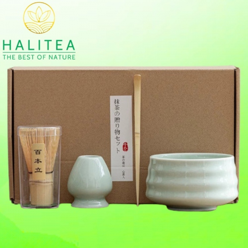 Combo Bộ Trà Cụ Nhật Bản Pha Trà Matcha 4 Món Hộp Giấy Kraft