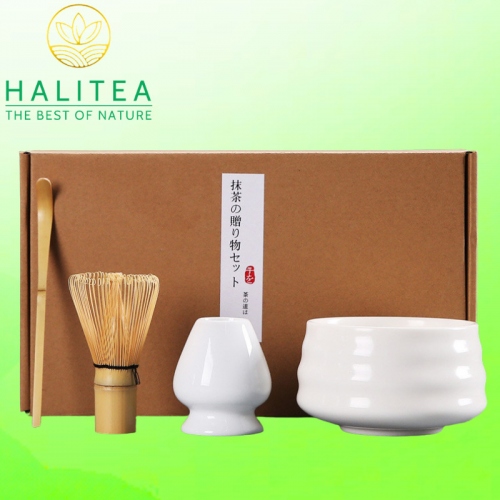 Combo Bộ Trà Cụ Nhật Bản Pha Trà Matcha 4 Món Hộp Giấy Kraft