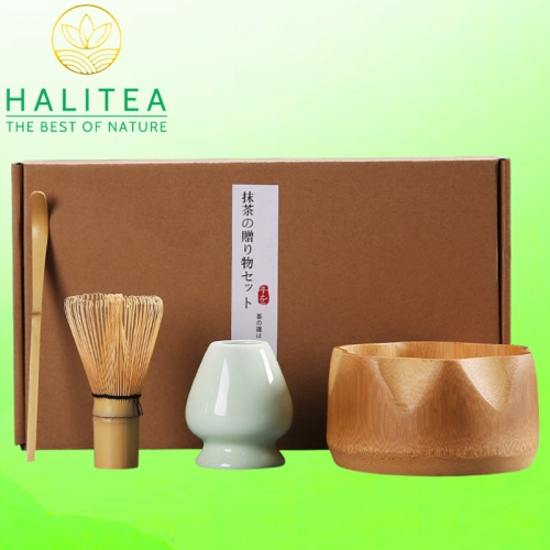 Combo Bộ Trà Cụ Nhật Bản Pha Trà Matcha 4 Món Hộp Giấy Kraft