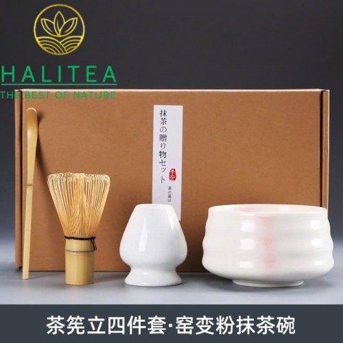 Combo Bộ Trà Cụ Nhật Bản Pha Trà Matcha 4 Món Hộp Giấy Kraft