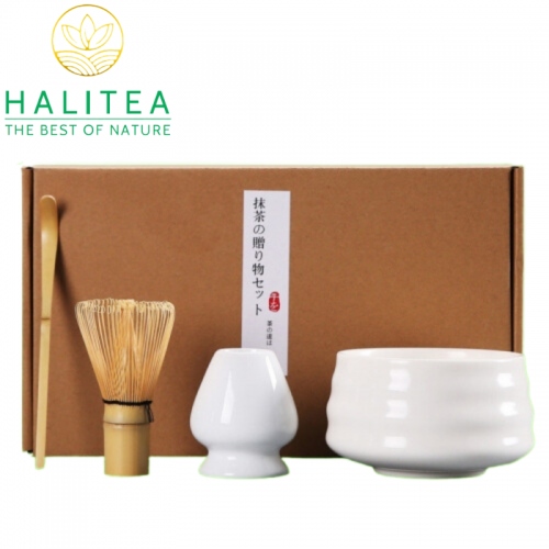 Combo Bộ Trà Cụ Nhật Bản Pha Trà Matcha 4 Món Hộp Giấy Kraft