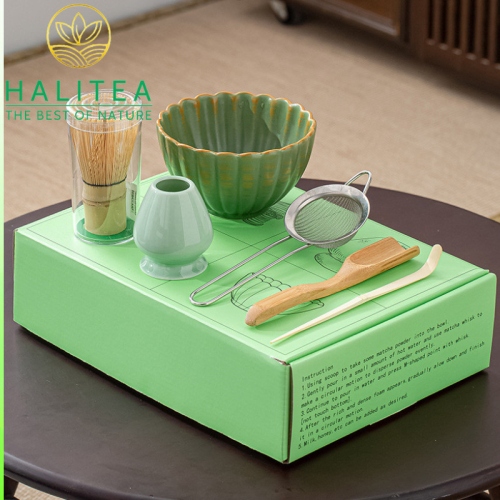 Combo Bộ Trà Cụ Nhật Bản Pha Trà Matcha 6 Món Hộp Xanh