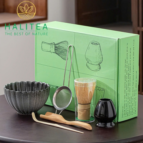 Combo Bộ Trà Cụ Nhật Bản Pha Trà Matcha 6 Món Hộp Xanh