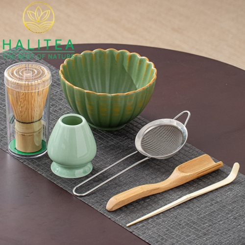 Combo Bộ Trà Cụ Nhật Bản Pha Trà Matcha 6 Món Hộp Xanh
