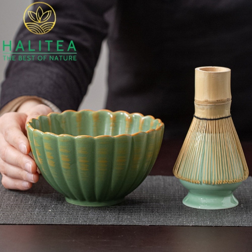 Combo Bộ Trà Cụ Nhật Bản Pha Trà Matcha 6 Món Hộp Xanh