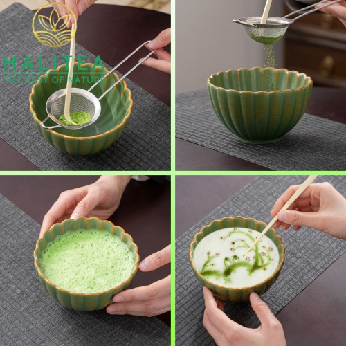 Combo Bộ Trà Cụ Nhật Bản Pha Trà Matcha 6 Món Hộp Xanh