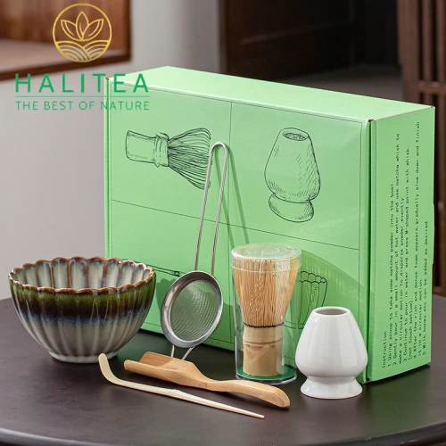Combo Bộ Trà Cụ Nhật Bản Pha Trà Matcha 6 Món Hộp Xanh