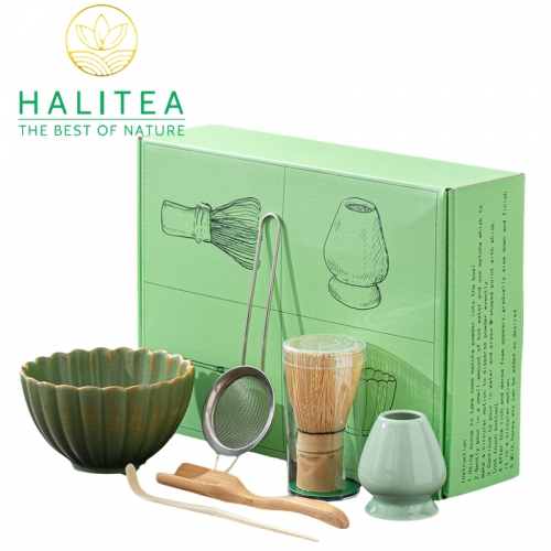 Combo Bộ Trà Cụ Nhật Bản Pha Trà Matcha 6 Món Hộp Xanh