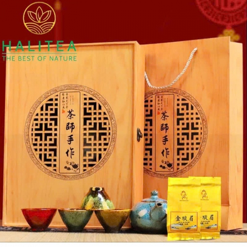 Combo Hộp Trà Đại Hồng Bào 320gr + Bộ Ấm Thiên Mục Cao Cấp