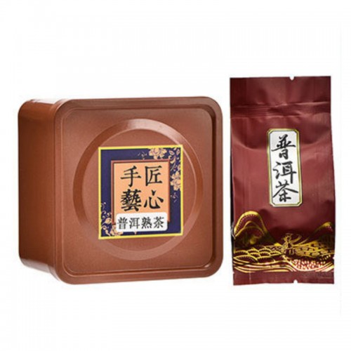 Trà  Phổ Nhĩ Chín Dạng Rời Hộp Thiếc 50g/ hộp/ 10 gói