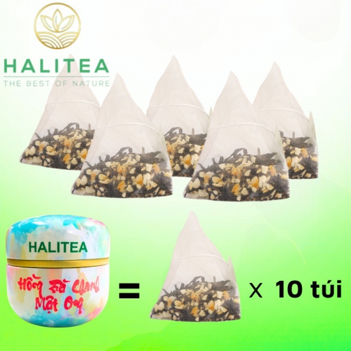Hồng Trà Chanh Mật Ong HALITEA Túi Tam Giác Hộp Thiếc 30gr/ hộp/10 túi
