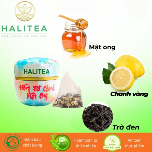 Hồng Trà Chanh Mật Ong HALITEA Túi Tam Giác Hộp Thiếc 30gr/ hộp/10 túi