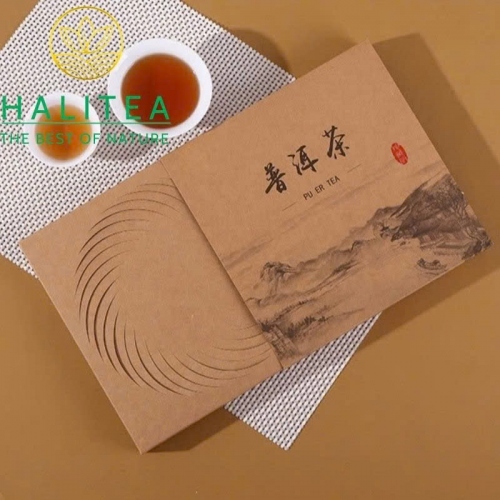Hộp Đựng Trà Phổ Nhĩ Giấy Kraft – Thiết Kế Ngăn Kéo & Túi Xách Kèm Theo (357g)