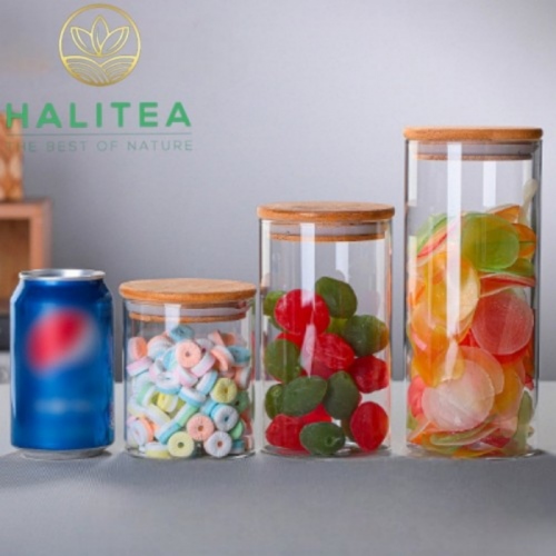 Hũ Thủy Tinh Đựng Trà Hoa Nắp Gỗ Tre 750ml