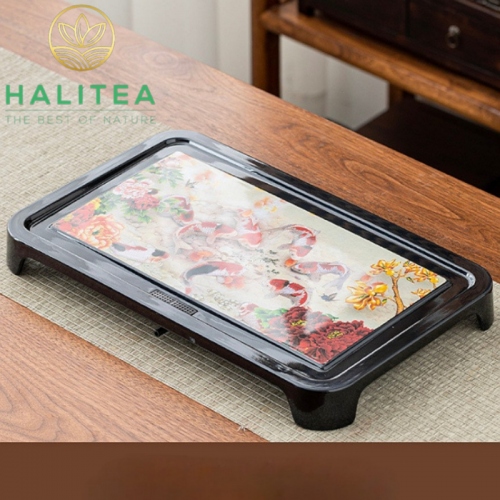 Khay Trà Đổi Màu Cửu Ngư Quần Hội KT: 46x28cm