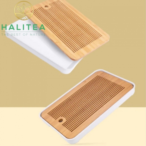Khay Trà Gỗ Hồ Đào Đế Nhựa Hình Chữ Nhật KT: 36X24X3,4cm