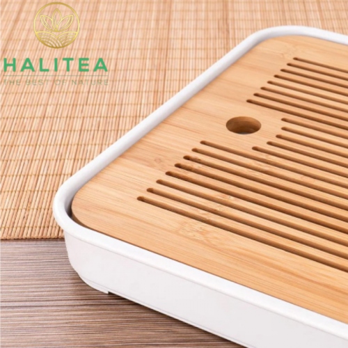 Khay Trà Gỗ Hồ Đào Đế Nhựa Hình Chữ Nhật KT: 36X24X3,4cm