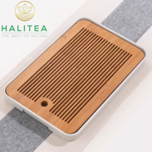 Khay Trà Gỗ Hồ Đào Đế Nhựa Hình Chữ Nhật KT: 36X24X3,4cm
