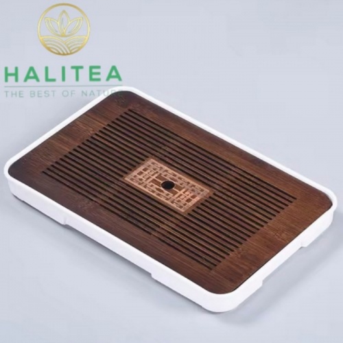 Khay Trà Gỗ Hồ Đào Đế Nhựa Hình Chữ Nhật KT: 43X26X3,5cm