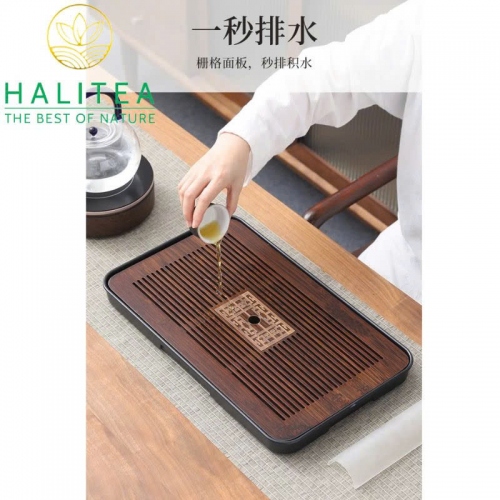 Khay Trà Gỗ Hồ Đào Đế Nhựa Hình Chữ Nhật KT: 43X26X3,5cm