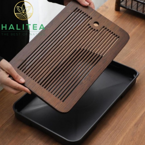 Khay Trà Gỗ Hồ Đào Đế Nhựa KG3219