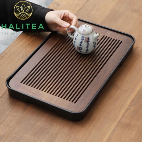 Khay Trà Gỗ Hồ Đào Đế Nhựa KG3219