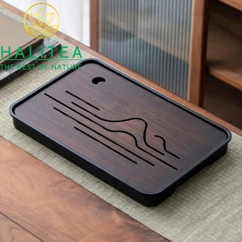 Khay Trà Gỗ Hồ Đào Đế Nhựa KG2828