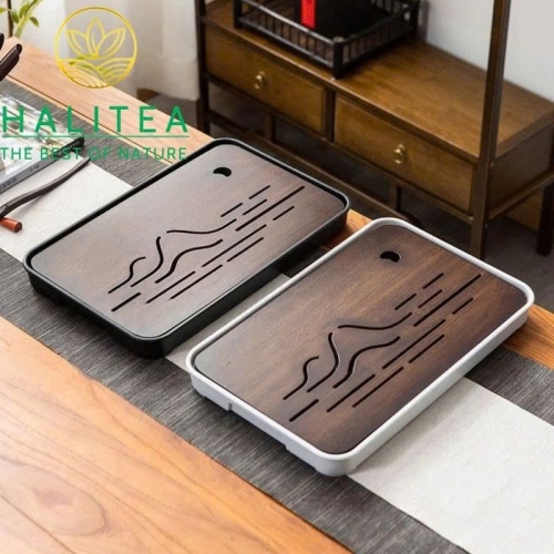 Khay Trà Gỗ Hồ Đào Đế Nhựa KG2828