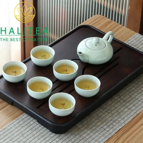 Khay Trà Gỗ Hồ Đào Đế Nhựa KG2828