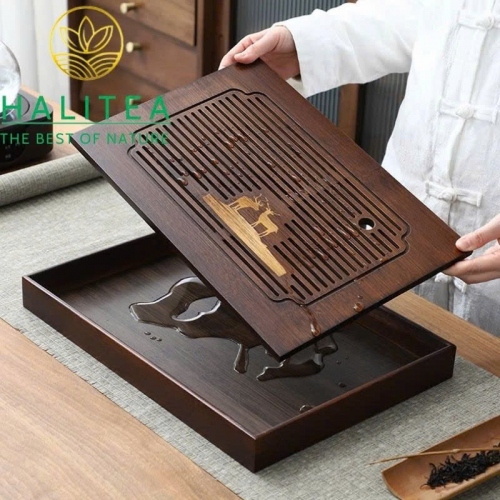 Khay Trà Tre Hồ Đào Tích Nước 30–40cm - Khay Trà Trung Hoa